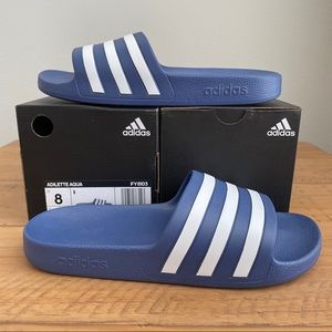 Adidas Adilette Aqua Slides Unisex Blue & White Women’s Size 8